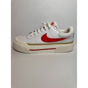 Nike Court Legacy Lift Women Size 8.5 White Gold Red Causal Shoes DM7590-110 New